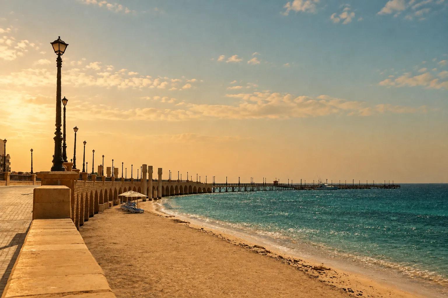 The long pier running out over the bay at Sahl Hasheesh