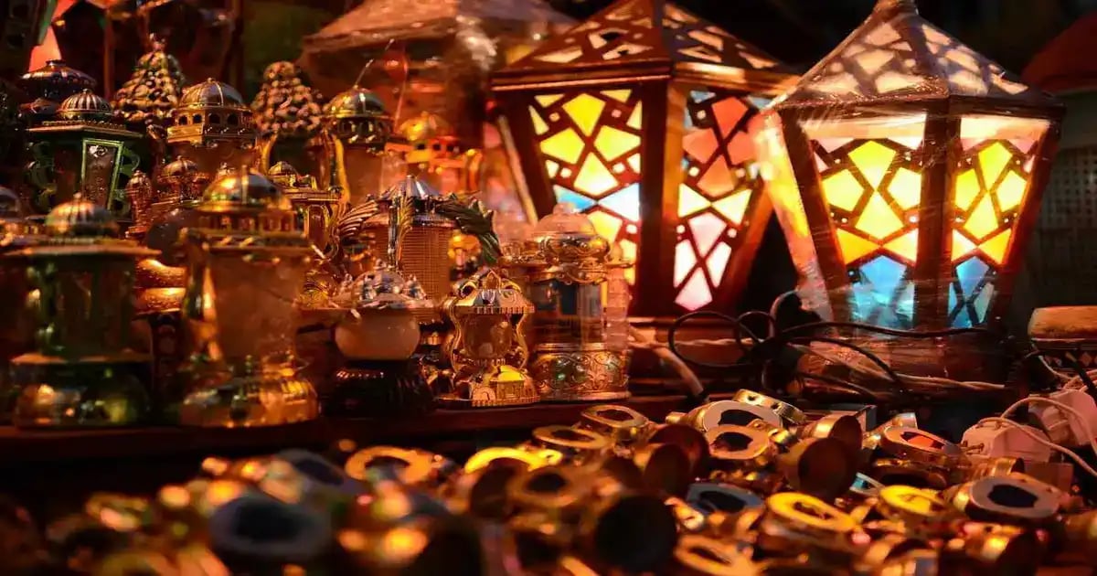 An evening street in Egypt during Ramadan