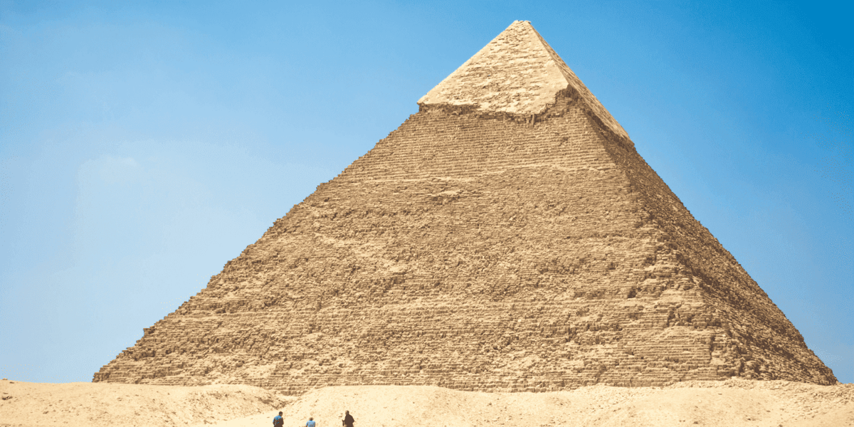 Pyramid of Khafre under a blue sky