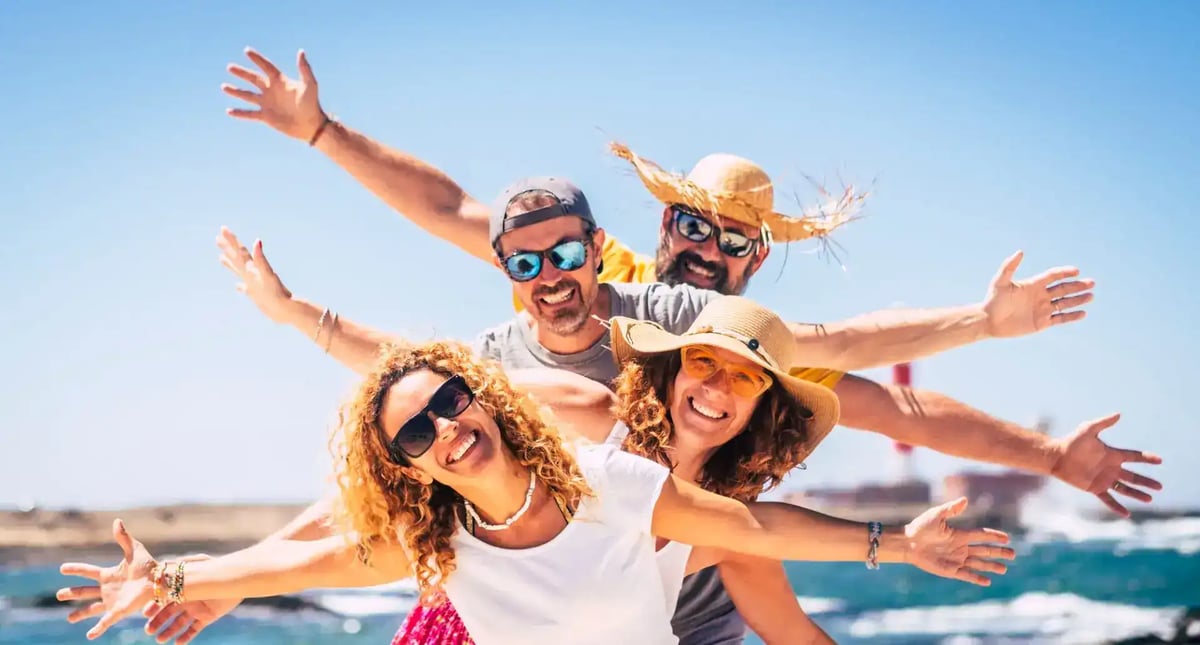 Group of Happy People Enjoy Travel and Summer Holiday