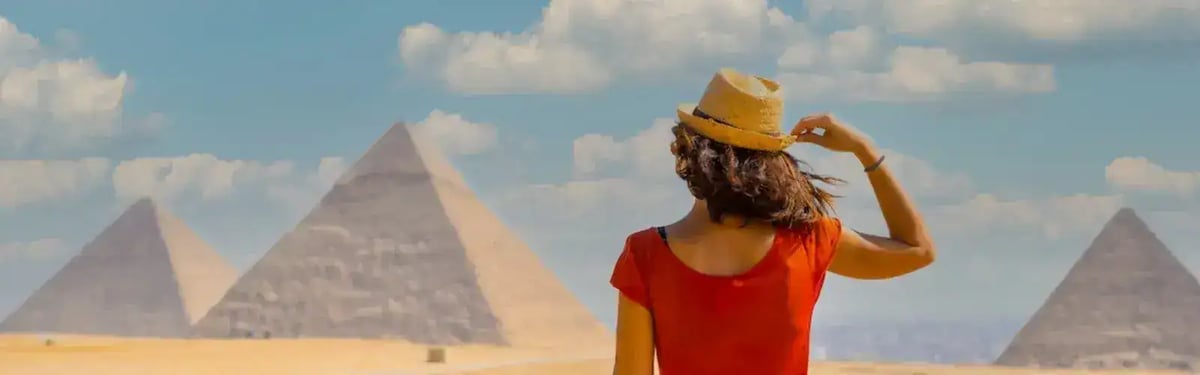 Tourist at Pyramids with Discovery Tours Egypt Dmc