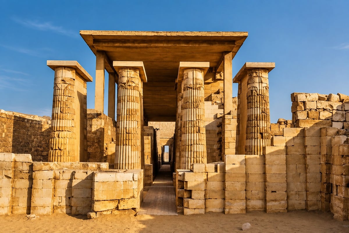 Saqqara Step Pyramid complex colonnade, Pyramids, Sphinx, Saqqara and Grand Egyptian Museum day tour