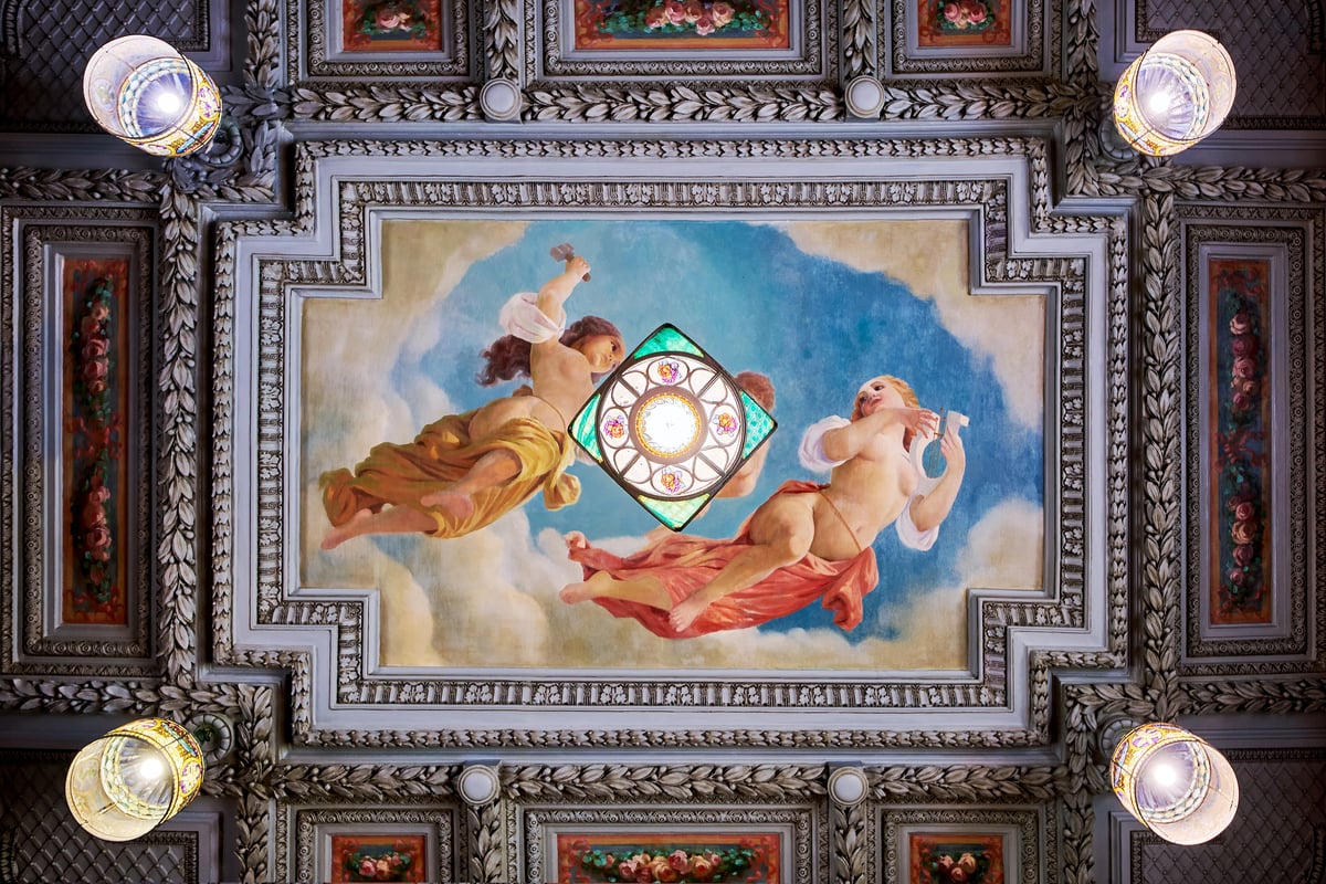 Royal Jewelry Museum, Alexandria, painted ceiling. Photo: Mohamed abdelzaher, CC BY-SA 4.0, via Wikimedia Commons