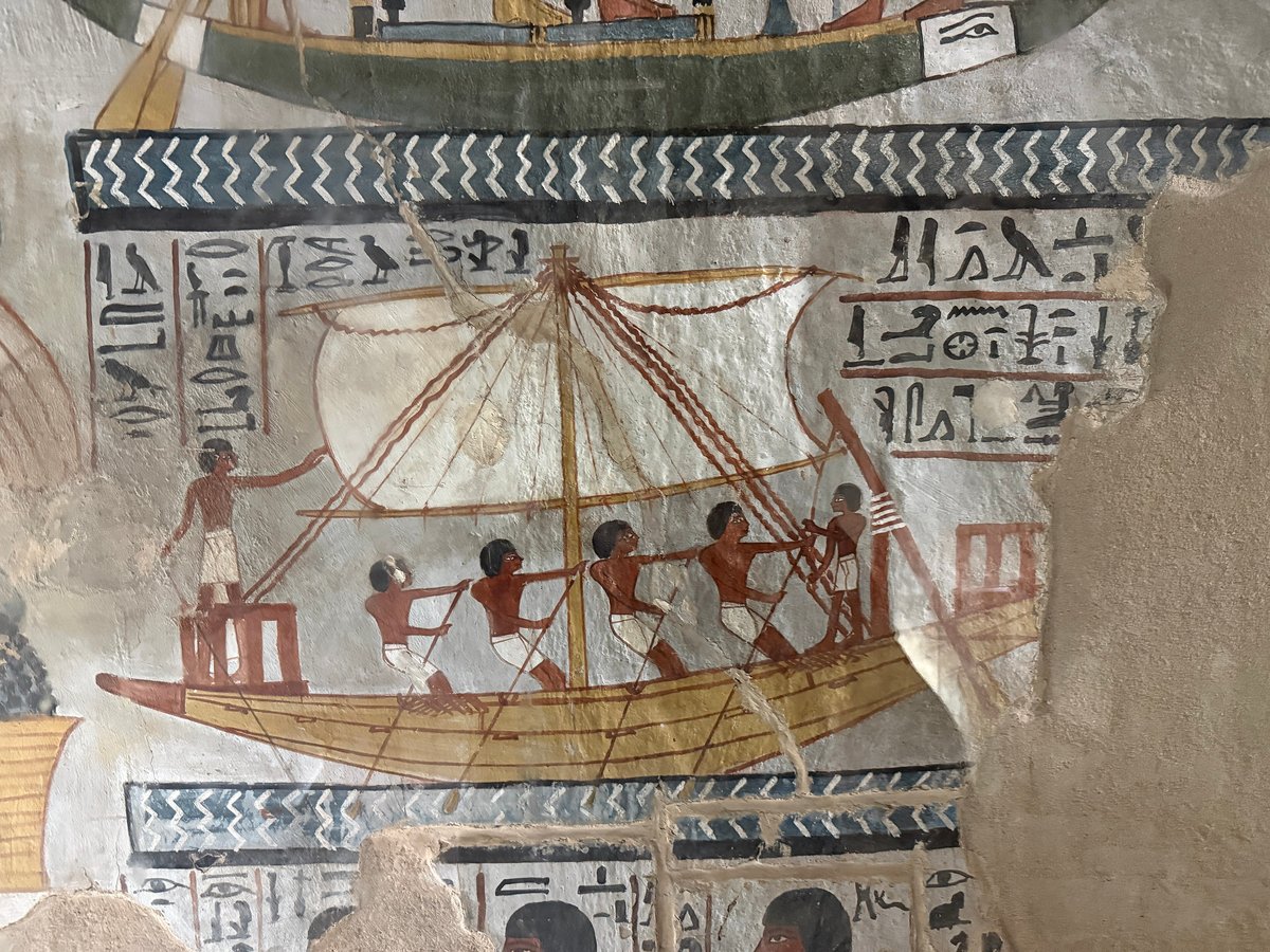 Tomb of Sennefer (TT96), boat scene. Photo: Chabe01, CC BY-SA 4.0, via Wikimedia Commons