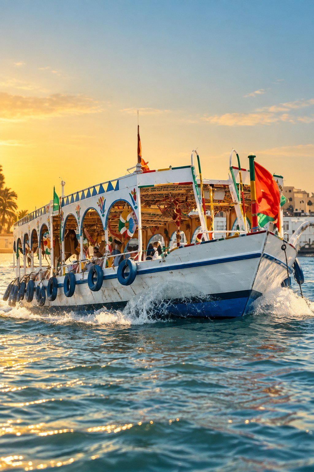 Motorboat transfer on the Nile, Aswan, for High Dam, Philae Temple and Unfinished Obelisk day tour
