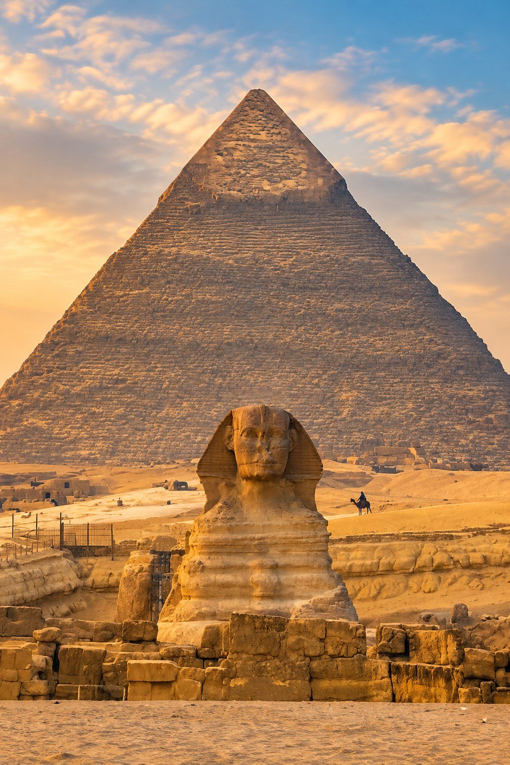 Sphinx and Great Pyramid at Giza, for Giza (Cairo) hotel to Cairo Airport (CAI) departure transfer