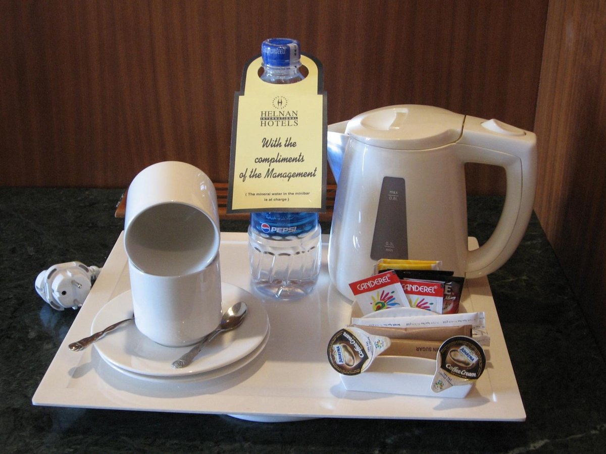Palestine Montaza Alexandria tea station with a kettle and a cup.