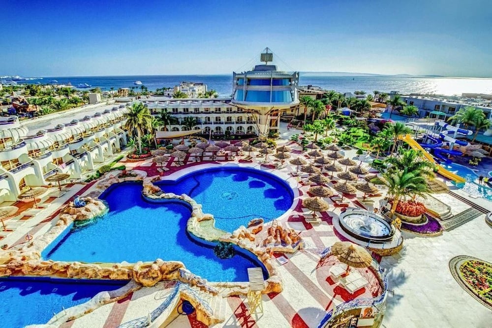 Seagull Beach Resort Hurghada outdoor pool area with freeform pool and sea view.