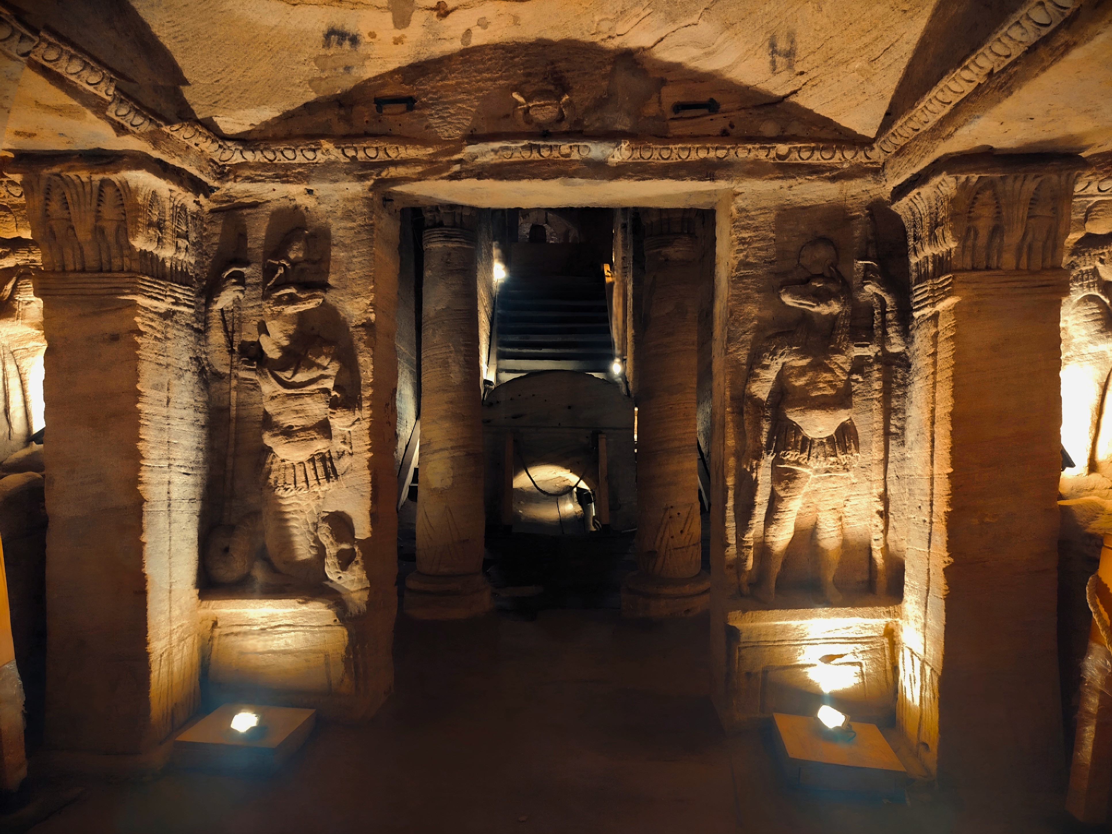 Carved tomb chambers in the Catacombs of Kom el-Shoqafa